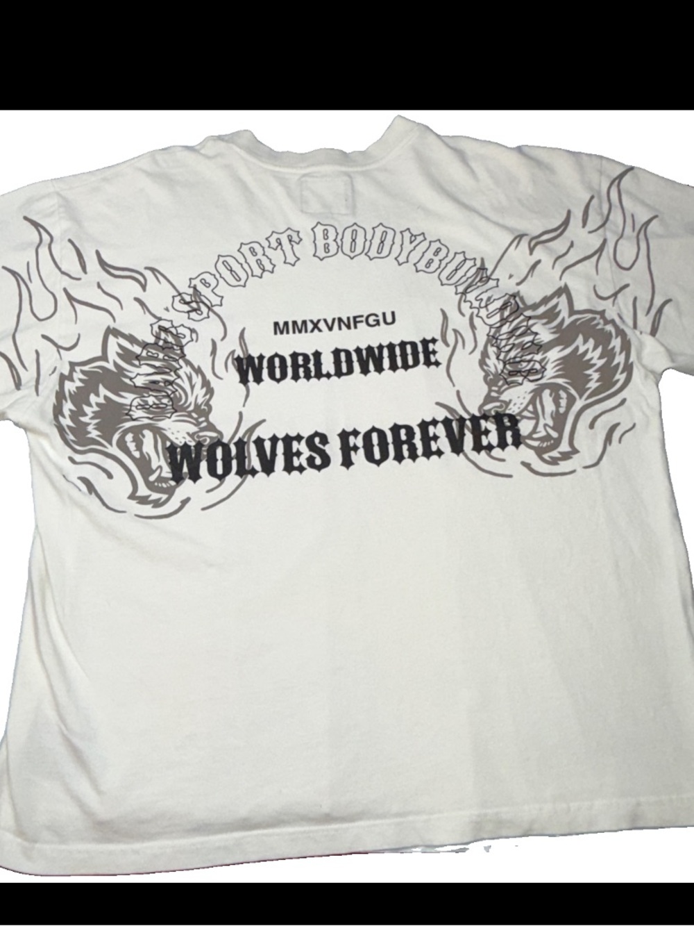Darc Sport Bodybuilding Club Wolves Forever White T Shirt Black Wolf Graphics 2X